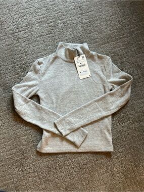 ZARA Gray Mock Neck Top